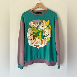 Cakeworthy Seven Dwarves Graphic Colorblock Crewneck Sweatshirt Size Large